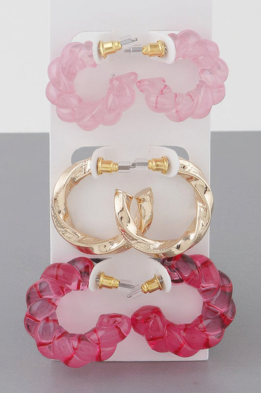 Multi Twisted Hoop Earrings Set - All Season Fashion