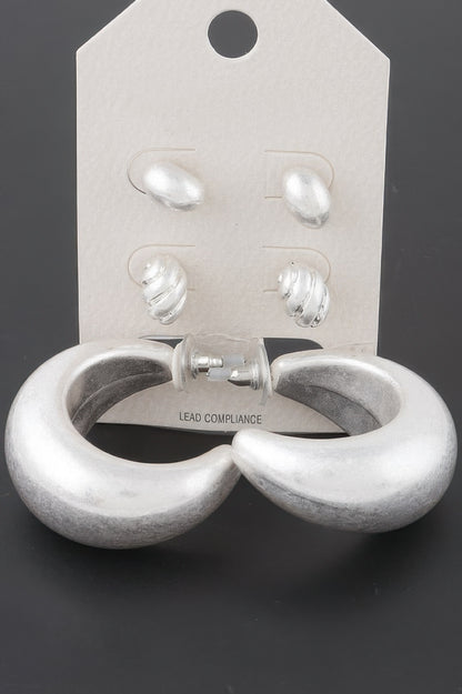 Textured Seashell Earrings Set - All Season Fashion