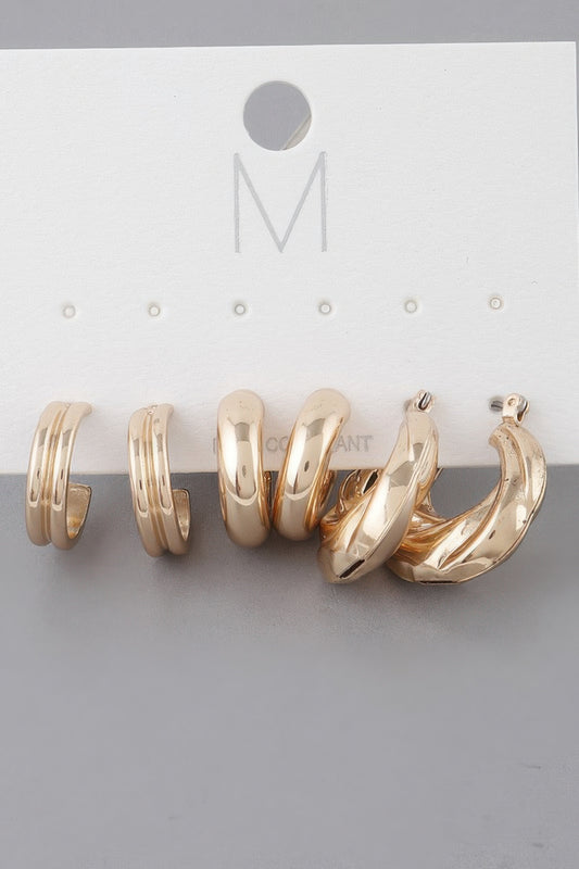 Multi Bulky Hoop Earrings Set - All Season Fashion