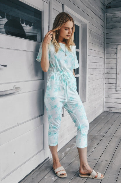 Tie Dye One Shoulder Drawstring Fit Jumpsuit - All Season Fashion