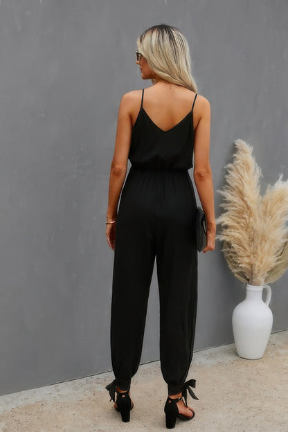 Sleeveless Floral Print Knot Side Cami Jumpsuit - All Season Fashion