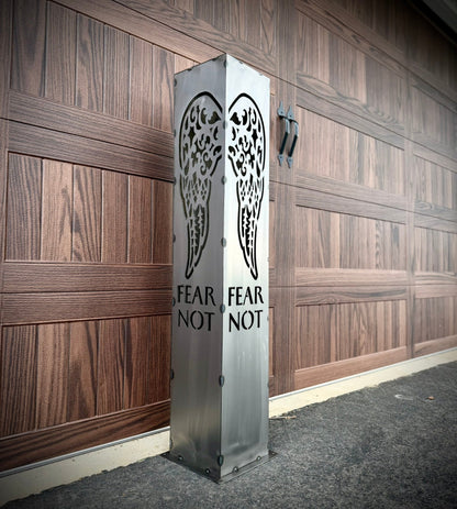 Angel Wing Solar Luminary Pillar - Steel