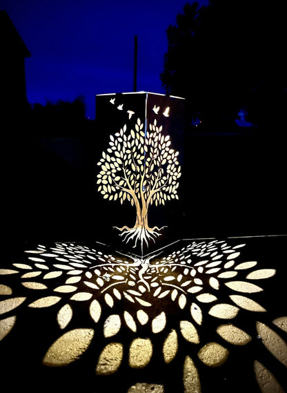 Basswood Tree Steel Luminary Pillar