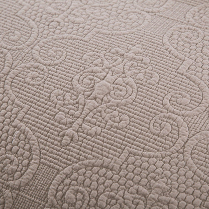DaDa Bedding Neutral Taupe Beige Sandy Elegant Matelasse Cotton Quilted Bedspread Set (JHW-585)