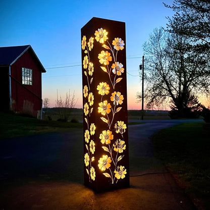 Blooming Magnolias Steel Luminary Pillar | Multiple Sizes