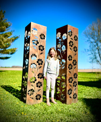 Blooming Magnolias Steel Luminary Pillar | Multiple Sizes