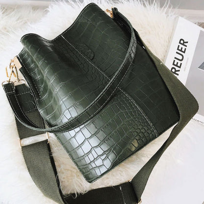 ClaudiaG Blake Shoulder Bag -Olive Croc