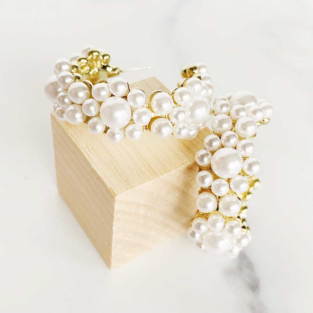 ClaudiaG Pearl Flower Hoops