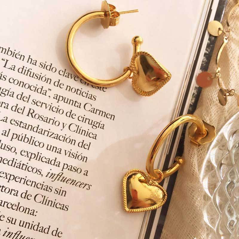 ClaudiaG Gold Heart Drop Earrings