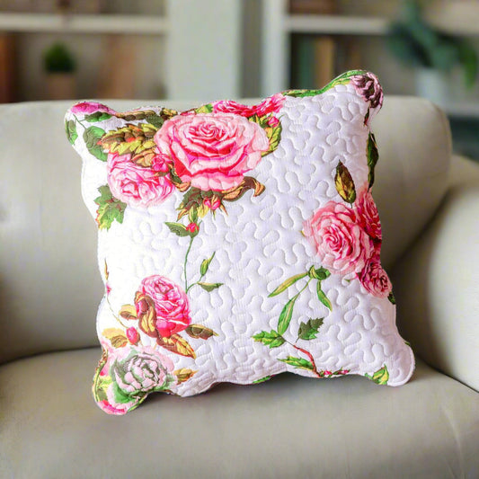DaDa Bedding Set of 2 Romantic Roses Spring Floral Pink Throw Pillow Covers, 18" (JHW879)