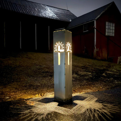 Eternal Light Solar Pillar - Steel Cross