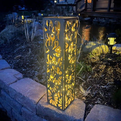 Floral Burst Steel Luminary Pillar | Multiple Sizes