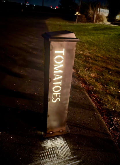 Garden Glow Solar Pillar Light - Steel - Garden Labels