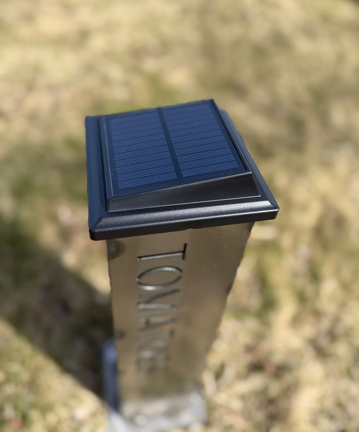 Garden Glow Solar Pillar Light - Steel - Garden Labels