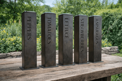 Garden Glow Solar Pillar Light - Steel - Garden Labels