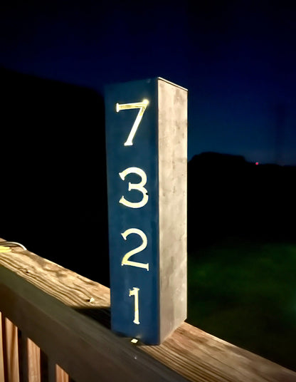 Home Address Solar Pillar Light - Steel