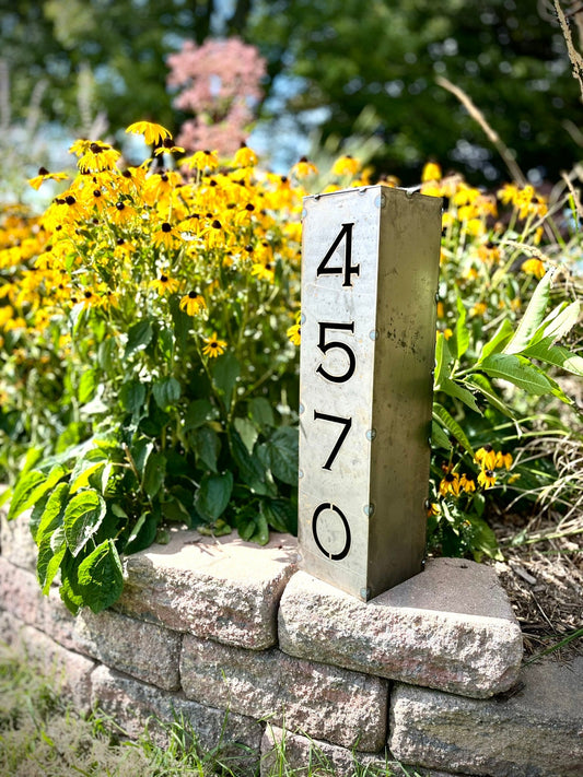 Home Address Solar Pillar Light - Steel