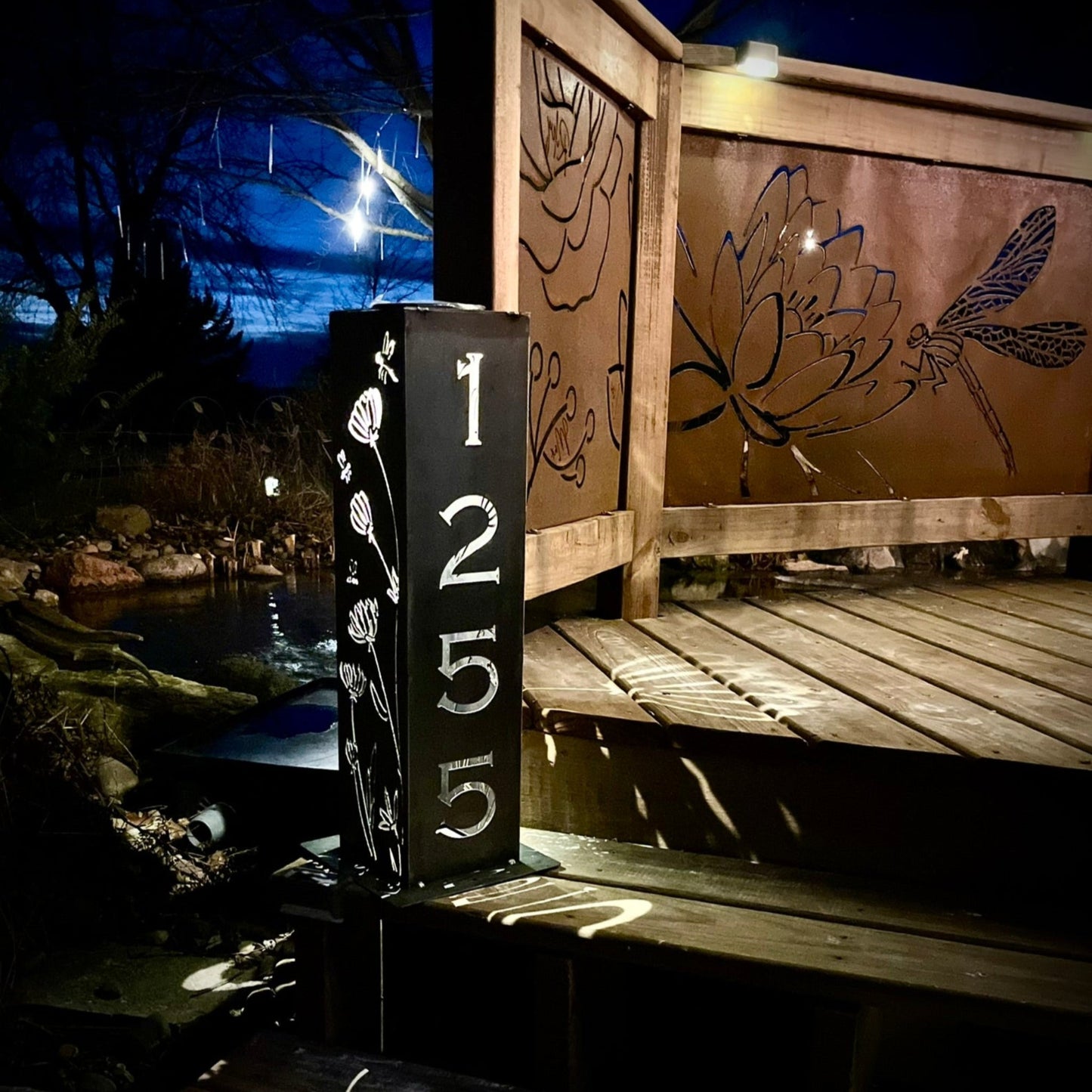 Home Address Wildflower Solar Pillar Light - Steel