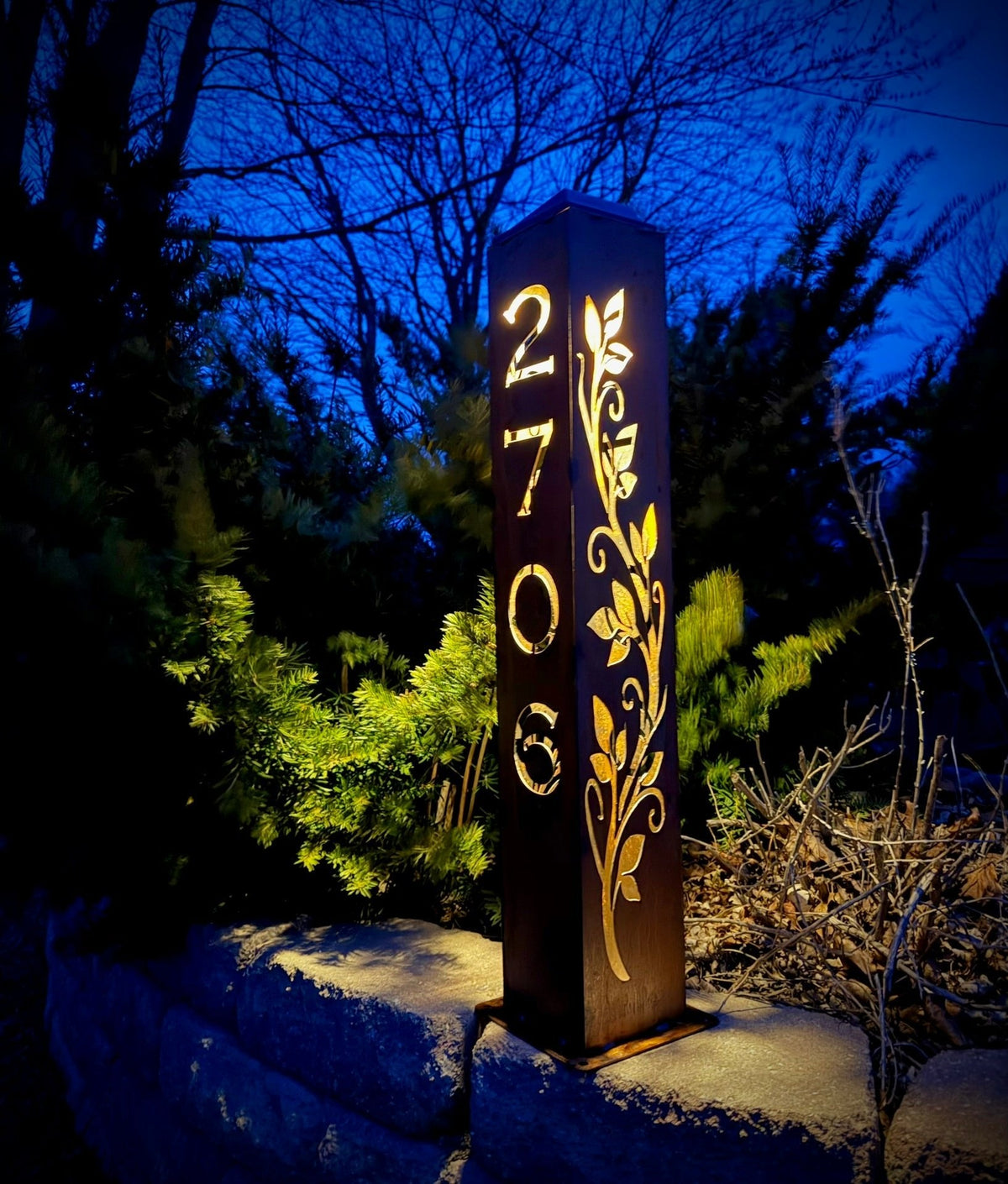 Ironvine Address Solar Pillar Light - Steel