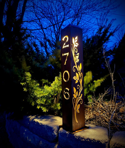 Ironvine Address Solar Pillar Light - Steel