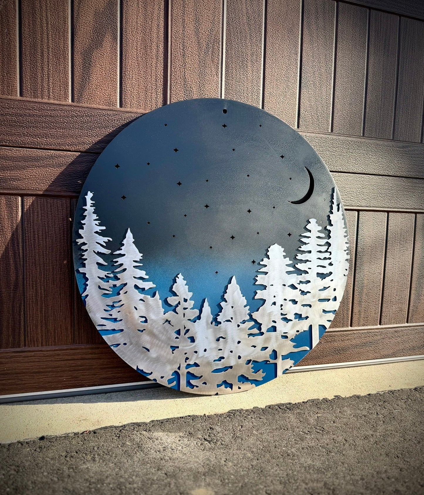 Layered Pine Forest Under the Stars - Wall Art