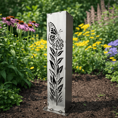 Monarch Meadow Solar Luminary Pillar - Steel