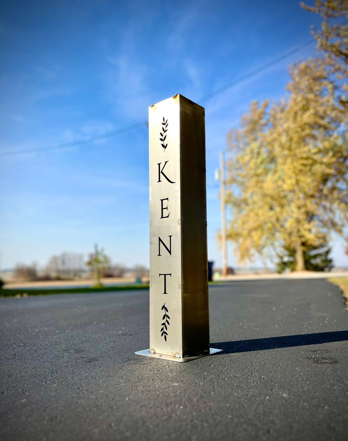 Personalized Vines Solar Pillar Light - Steel