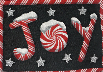 DaDa Bedding Set of 4-Pieces Peppermint Joy Holiday Tapestry Placemats 13” x 19” (12904)