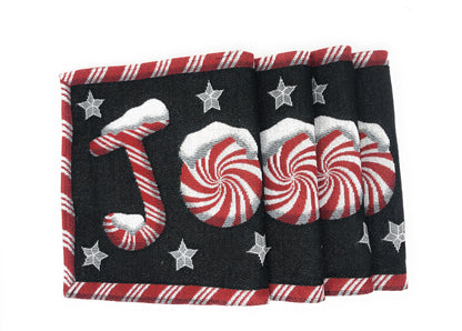 DaDa Bedding Set of 4-Pieces Peppermint Joy Holiday Tapestry Placemats 13” x 19” (12904)
