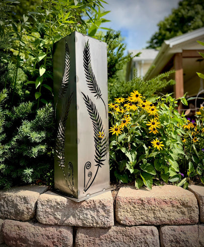 Rustic Metal Fern Luminary | Garden Column