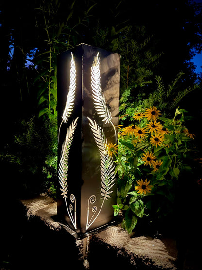 Rustic Metal Fern Luminary | Garden Column