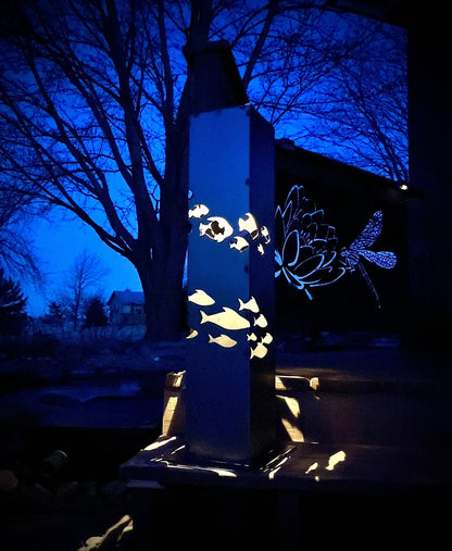 School of Fish Solar Luminary Pillar | Steel