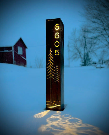 Simple Pines Address Solar Pillar - Steel