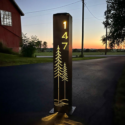 Simple Pines Address Solar Pillar - Steel