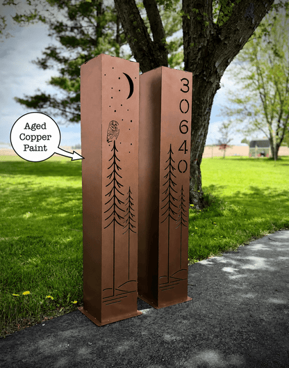 Simple Pines Address Solar Pillar - Steel