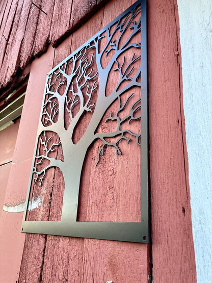 Steel Farmhouse Burr Oak Tree Wall Art