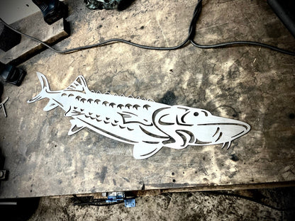 Steel Lake Sturgeon Wall Art