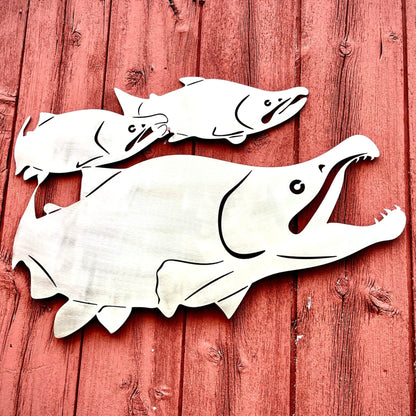 Steel School of Sockeye Salmon Wall Art