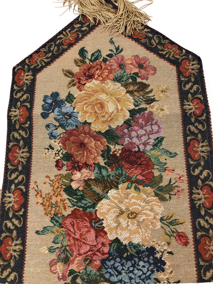 DaDa Bedding Set of 3-Pieces - Breath of Spring Floral Beige Woven Dining Tapestry Table Runners (3089)