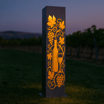 Vineyard Glow Solar Pillar - Steel Solar Light