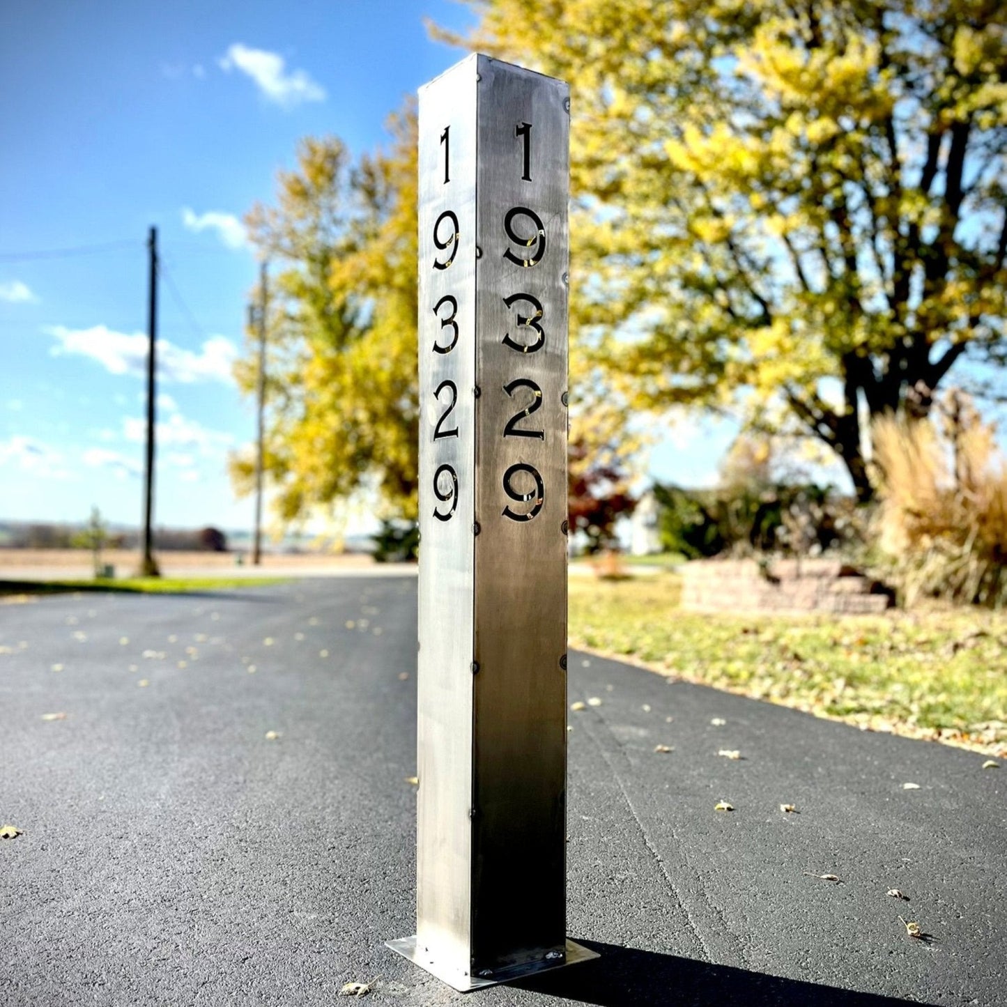 XL Home Address Solar Pillar Light - Steel