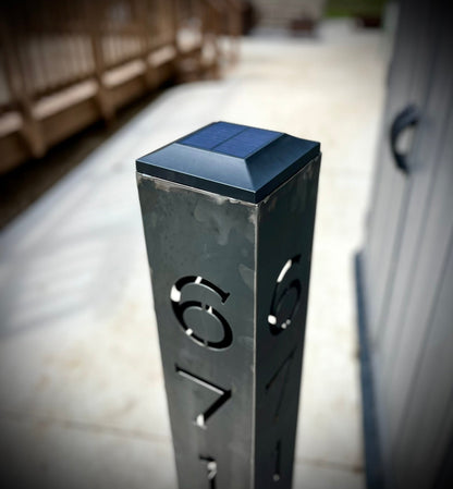 XL Home Address Solar Pillar Light - Steel