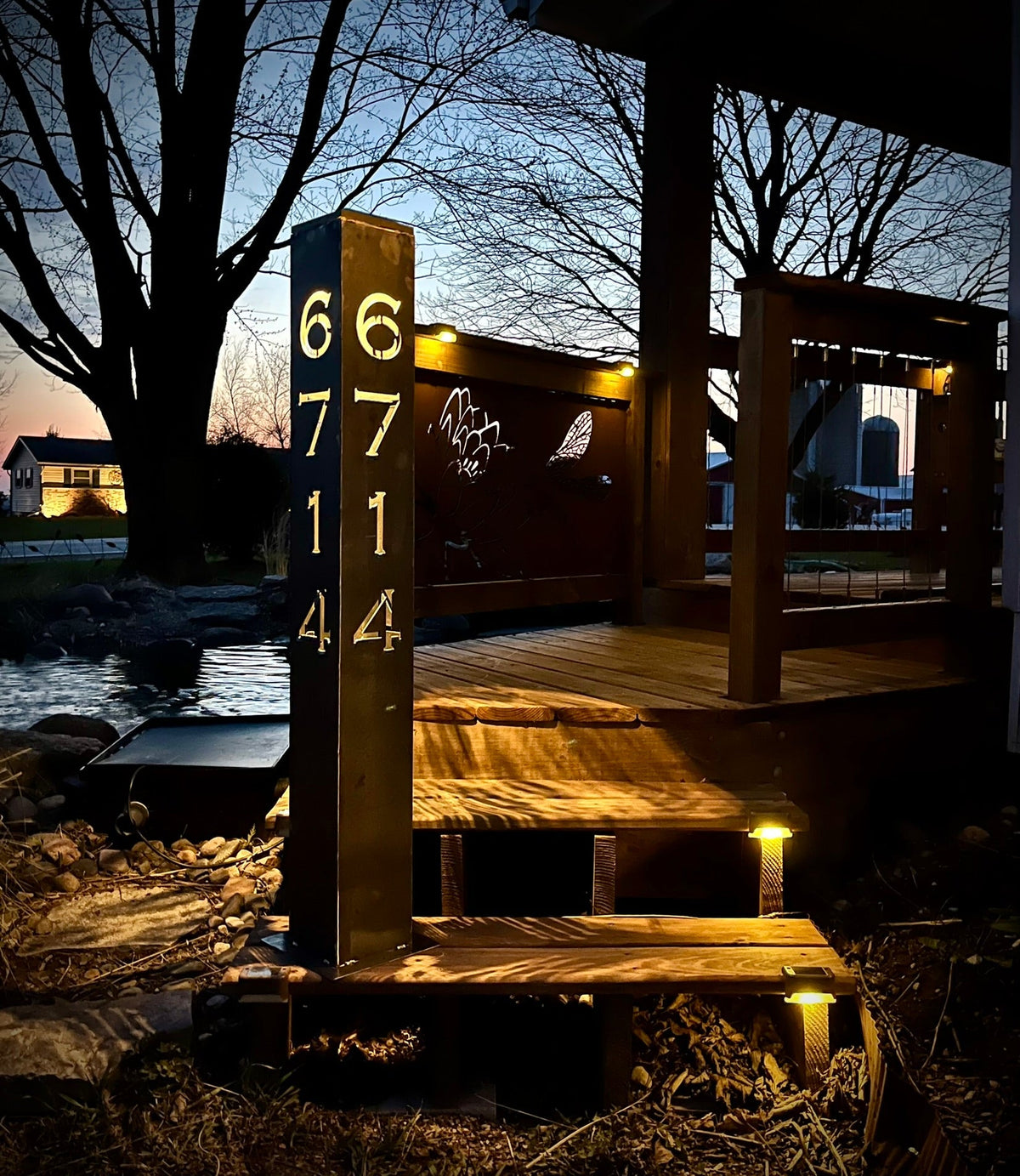 XL Home Address Solar Pillar Light - Steel