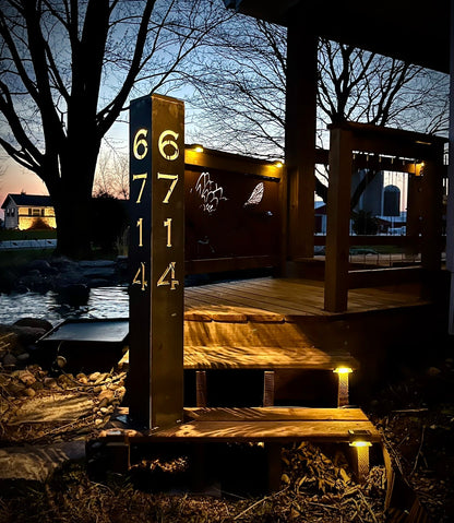 XL Home Address Solar Pillar Light - Steel