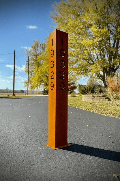 XL Home Address Solar Pillar Light - Steel