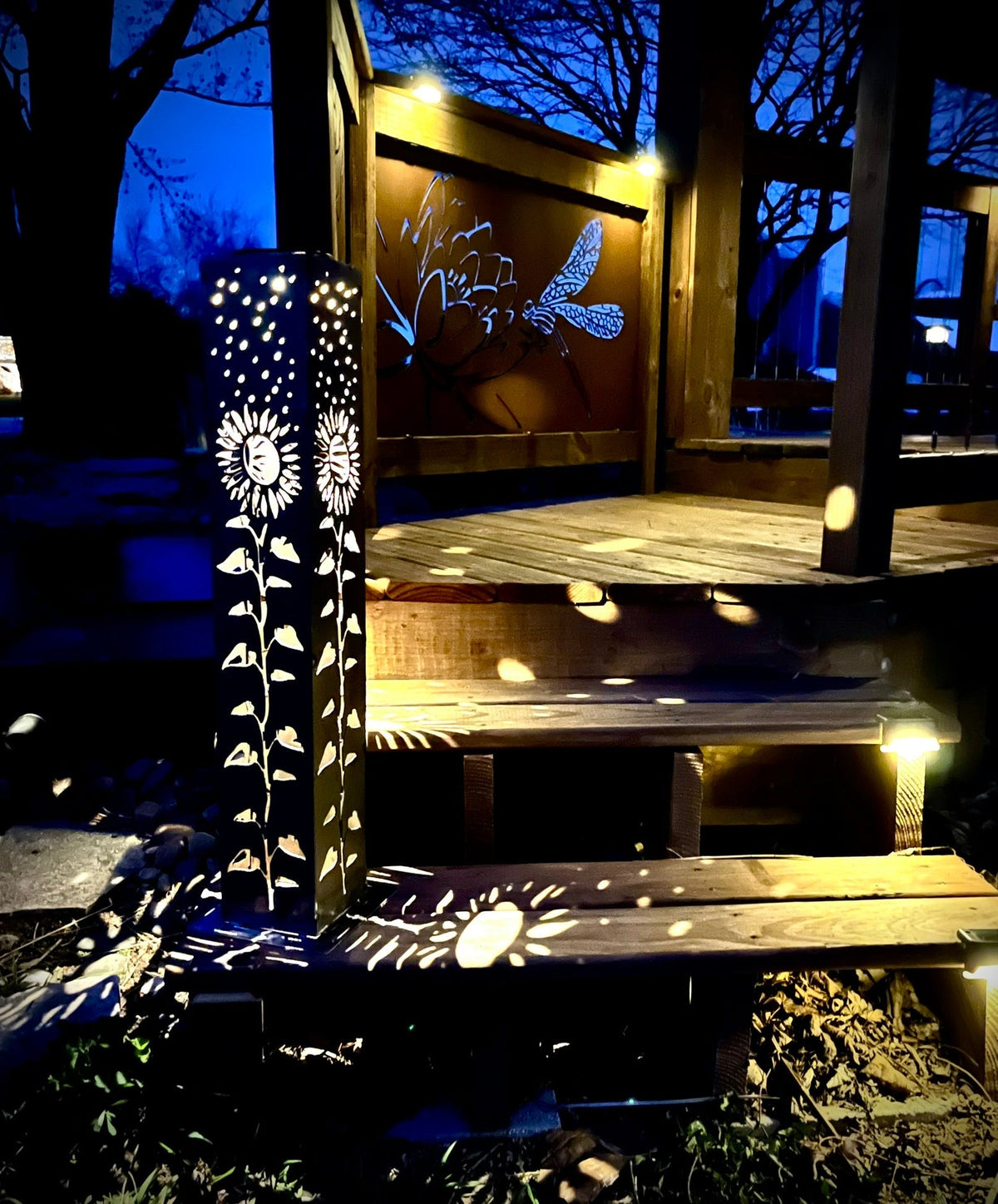 XL Sunflower Under the Stars Solar Pillar | Multiple Sizes