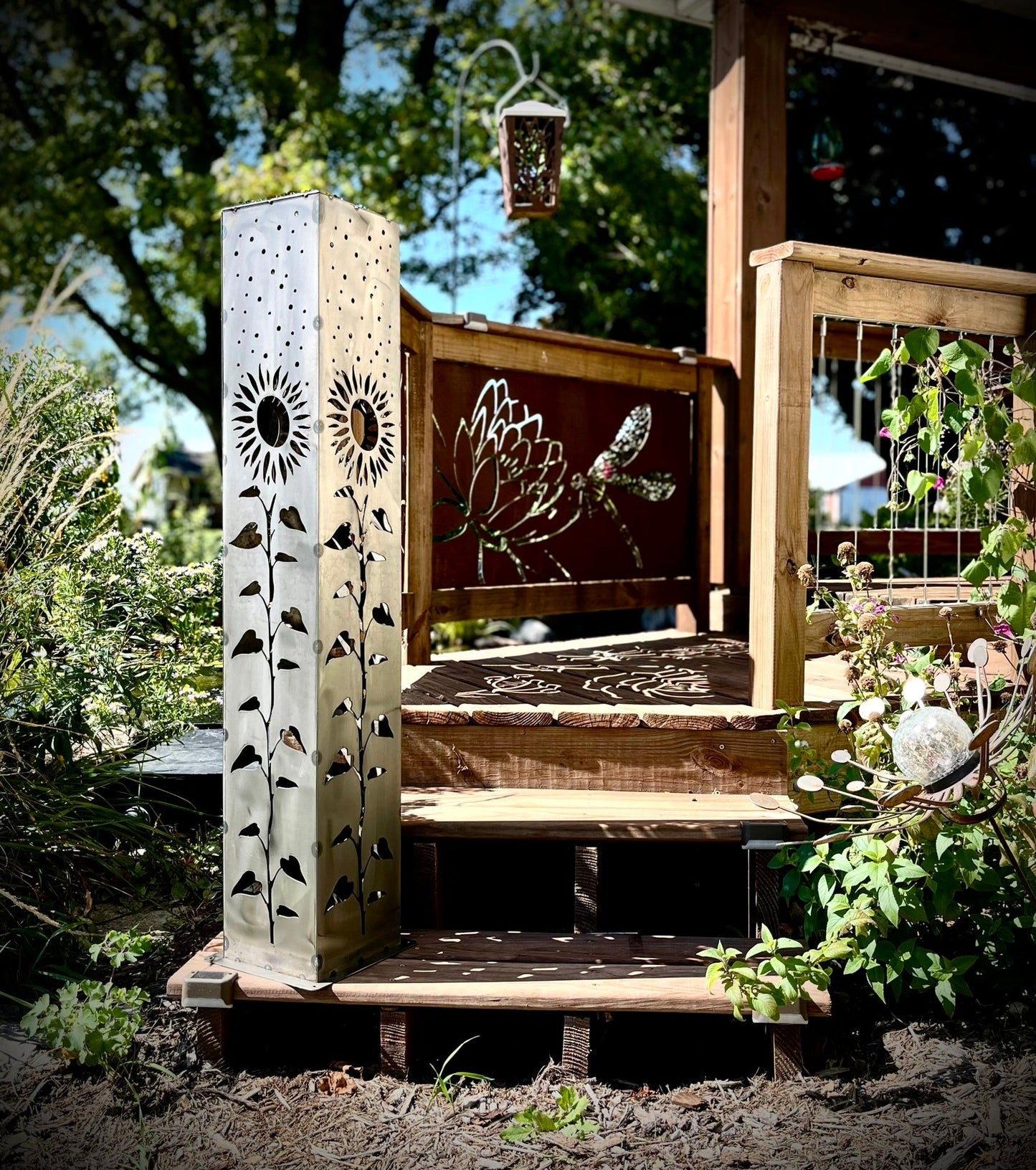 XL Sunflower Under the Stars Solar Pillar | Multiple Sizes